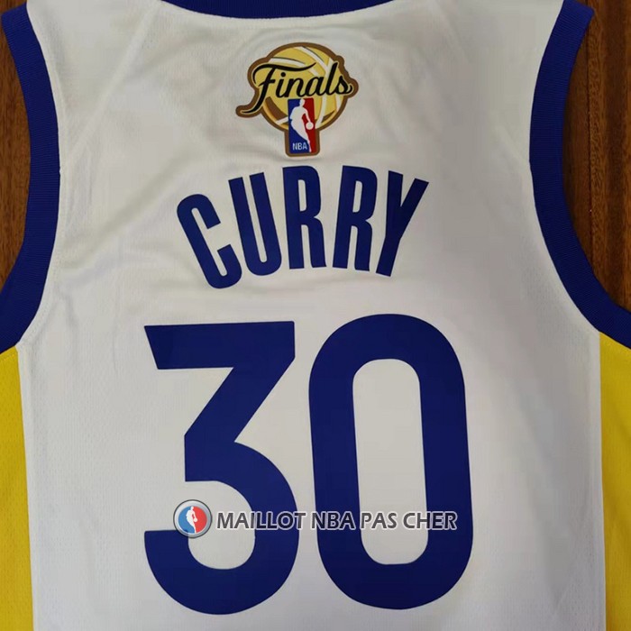 Maillot Golden State Warriors Stephen Curry NO 30 Association 2022 NBA Finals Blanc